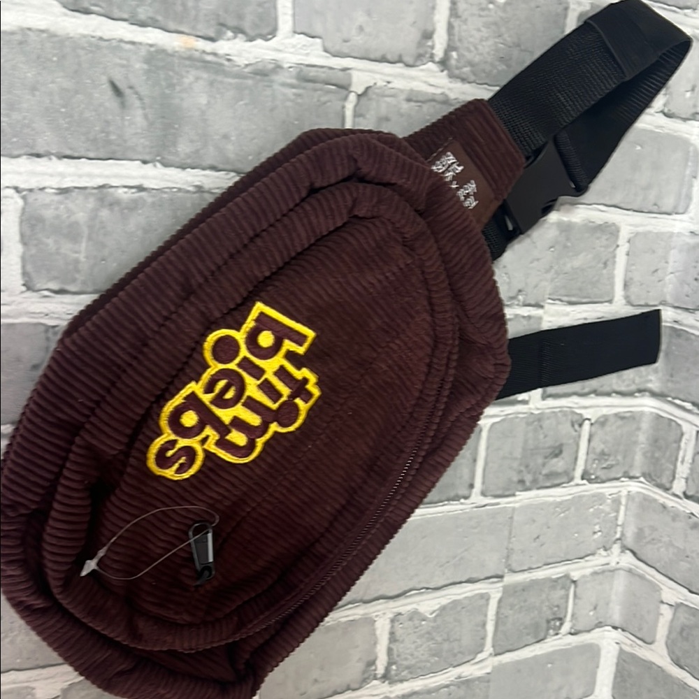Brown TIM BIEBS Belt Bag with Textured Fabric and Adjustable Straps